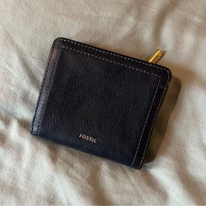 Navy Leather Bifold Fossil Wallet